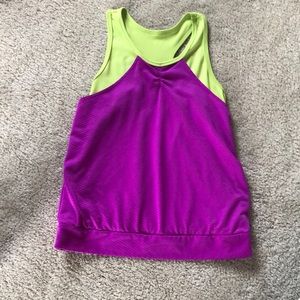 purple and green athletic tank